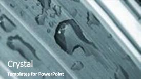  Presentation with rain water - Slides having water drops glisten of leaf after rain shower background and a seafoam green colored foreground