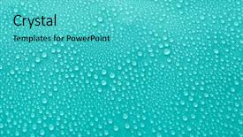  Presentation with green glass - Presentation consisting of water drops on glass background and a teal colored foreground