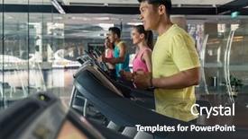  Presentation with club training - Beautiful slide deck featuring men exercise hydration - cheerful beautiful woman backdrop and a tawny brown colored foreground