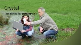  Presentation with professional training - Theme featuring water engineering - teenagers in environmental professional training background and a seafoam green colored foreground