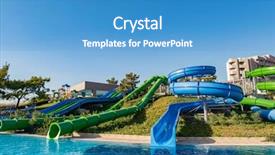  Presentation with water flow - Audience pleasing PPT layouts consisting of water entertainment part of swimming backdrop and a teal colored foreground