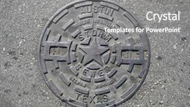  Presentation with university of texas at austin - Colorful PPT theme enhanced with water enviroment sanitation - manholes covers from austin tx backdrop and a gray colored foreground