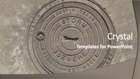  Presentation with water enviroment sanitation - Presentation having water enviroment sanitation - manholes covers from austin tx background and a gray colored foreground