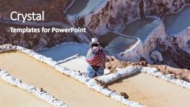  Presentation with ponds - Theme consisting of water evaporation - maras salt ponds located background and a dark gray colored foreground