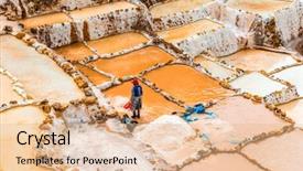  Presentation with salt - Beautiful presentation design featuring water evaporation - salt extraction in peru workers backdrop and a lemonade colored foreground