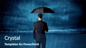  Presentation with rain - Slide deck with business man standing in rain background and a ocean colored foreground