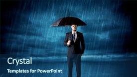  Presentation with rain - Colorful PPT theme enhanced with sad businessman - business man standing in rain backdrop and a ocean colored foreground