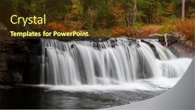  Presentation with falls - Audience pleasing presentation theme consisting of water-falls-in-rural-vermont backdrop and a tawny brown colored foreground