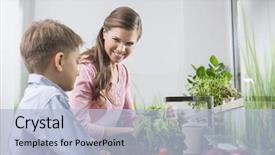  Presentation with water faucet - Slide deck enhanced with water faucet - happy mother and son washing background and a light blue colored foreground