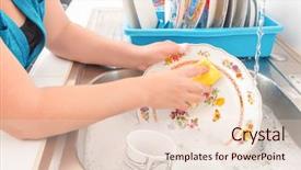  Presentation with water faucet - Theme having water faucet - house chores - washing background and a lemonade colored foreground