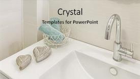  Presentation with water faucet - PPT layouts featuring water faucet - part of modern luxury bathroom background and a light gray colored foreground