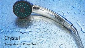  Presentation with water faucet - Audience pleasing presentation theme consisting of water faucet - shower and drops on blue backdrop and a light blue colored foreground