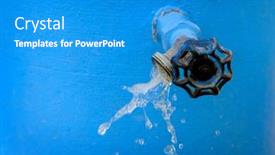  Presentation with blue drops - Presentation design with water-faucet-spraying-cool-water background and a teal colored foreground