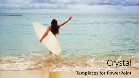 Presentation with healthy living - Amazing presentation theme having am strand direkt am wasser - surfer girl happy cheerful going backdrop and a lemonade colored foreground