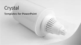  Presentation with filter - Presentation featuring water filter cartridge isolated background and a light gray colored foreground