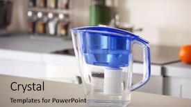  Presentation with water jug - PPT theme featuring water filter jug on kitchen background and a light gray colored foreground