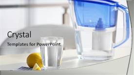  Presentation with water jug - Amazing slide deck having water filter jug with lemon backdrop and a light gray colored foreground