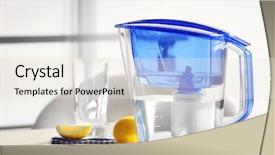 Presentation with water jug - Amazing PPT theme having water filter jug with lemon backdrop and a sky blue colored foreground