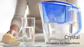  Presentation with water jug - Presentation theme having water filter jug with lemon background and a soft green colored foreground