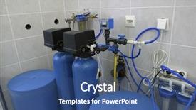  Presentation with refrigeration system - Colorful slide deck enhanced with water filtration system in laboratory backdrop and a ocean colored foreground