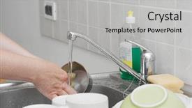  Presentation with kitchen - Audience pleasing theme consisting of water flow pipe - washing dishes in the kitchen backdrop and a light gray colored foreground