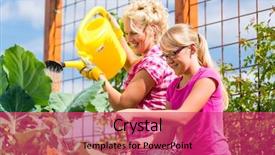  Presentation with working mother - Presentation design having water flower - mother and daughter working background and a red colored foreground