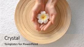  Presentation with water treatment - Colorful presentation design enhanced with water flower - spa treatment for hands backdrop and a coral colored foreground