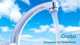  Presentation with water faucet - Slide deck having water flowing from the faucet background and a light blue colored foreground