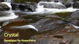  Presentation with rustic purple floral rock water - Presentation consisting of water flowing over rocks background and a tawny brown colored foreground