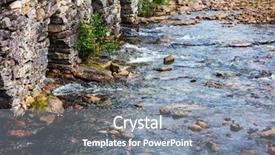  Presentation with cable stayed bridge over river - Slides enhanced with water flowing rocks - beautiful old bridge background and a gray colored foreground