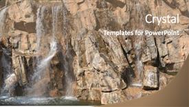  Presentation with rock wall - Slides consisting of water flowing rocks - waterfall over the rock wall background and a coral colored foreground