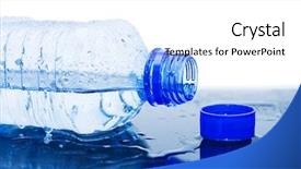  Presentation with pure water - Audience pleasing presentation theme consisting of water flows from a bottle backdrop and a white colored foreground