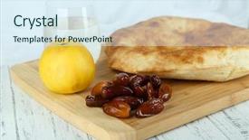  Presentation with ramadan - Presentation theme consisting of water food - conceptual photo of ramadan table background and a  colored foreground