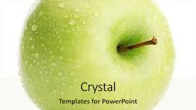  Presentation with green apple - Slides having water food - ripe green apple isolated background and a  colored foreground