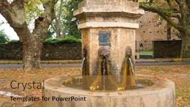  Presentation with water fountain - Cool new PPT theme with water-fountain-in-french-casinca backdrop and a coral colored foreground