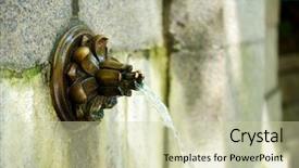 Presentation with water fountain - PPT theme with water fountain in garden background and a soft green colored foreground