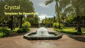  Presentation with water fountain - Slide deck having water-fountain-in-lush-green background and a  colored foreground