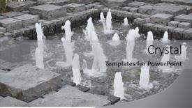  Presentation with water fountain - PPT theme having water fountain in park background and a  colored foreground