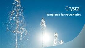  Presentation with water fountain - Presentation theme featuring water fountain water jet background and a ocean colored foreground