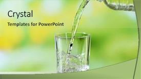  Presentation with bottle water - PPT theme enhanced with water from bottle on glass background and a yellow colored foreground