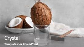  Presentation with coconut water - PPT theme enhanced with water from nut into glass background and a gray colored foreground