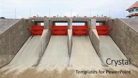  Presentation with dam construction - Cool new PPT theme with water gates at dam backdrop and a mint green colored foreground