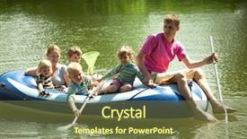  Presentation with fish net - PPT theme consisting of water grip - children and adults float background and a tawny brown colored foreground