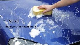  Presentation with car cleaning - PPT theme having water grip - cleaning the car background and a light blue colored foreground
