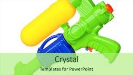  Presentation with gun - Audience pleasing slide deck consisting of water gun isolated on white backdrop and a mint green colored foreground