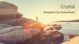  Presentation with ancient map of greece - PPT theme enhanced with water health - beautiful rocky coastline in greece background and a  colored foreground