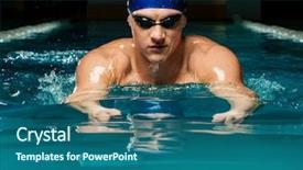  Presentation with swimming pool - Slide deck enhanced with water health - muscular young man in blue background and a  colored foreground