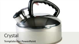  Presentation with tea - PPT layouts having water heater - human hand holds a metal background and a mint green colored foreground