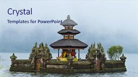  Presentation with pura hindu - Theme having water hindu temple pura ulun background and a sky blue colored foreground