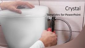  Presentation with ganga water pollution - Slide deck having water hose on toilet cistern background and a light gray colored foreground